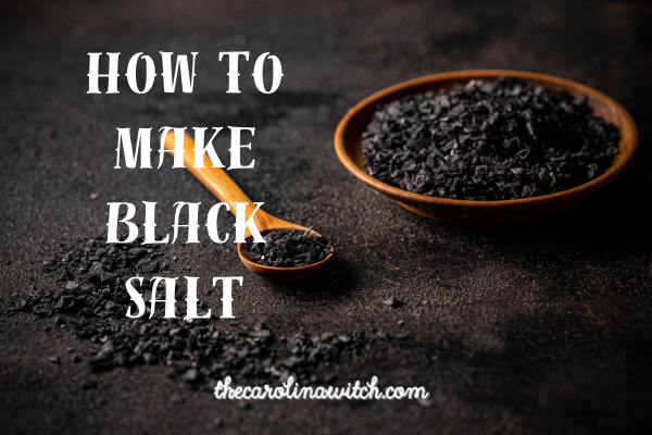 How to make black salt blog post title with a picture of a wooden bowl filled with black salt